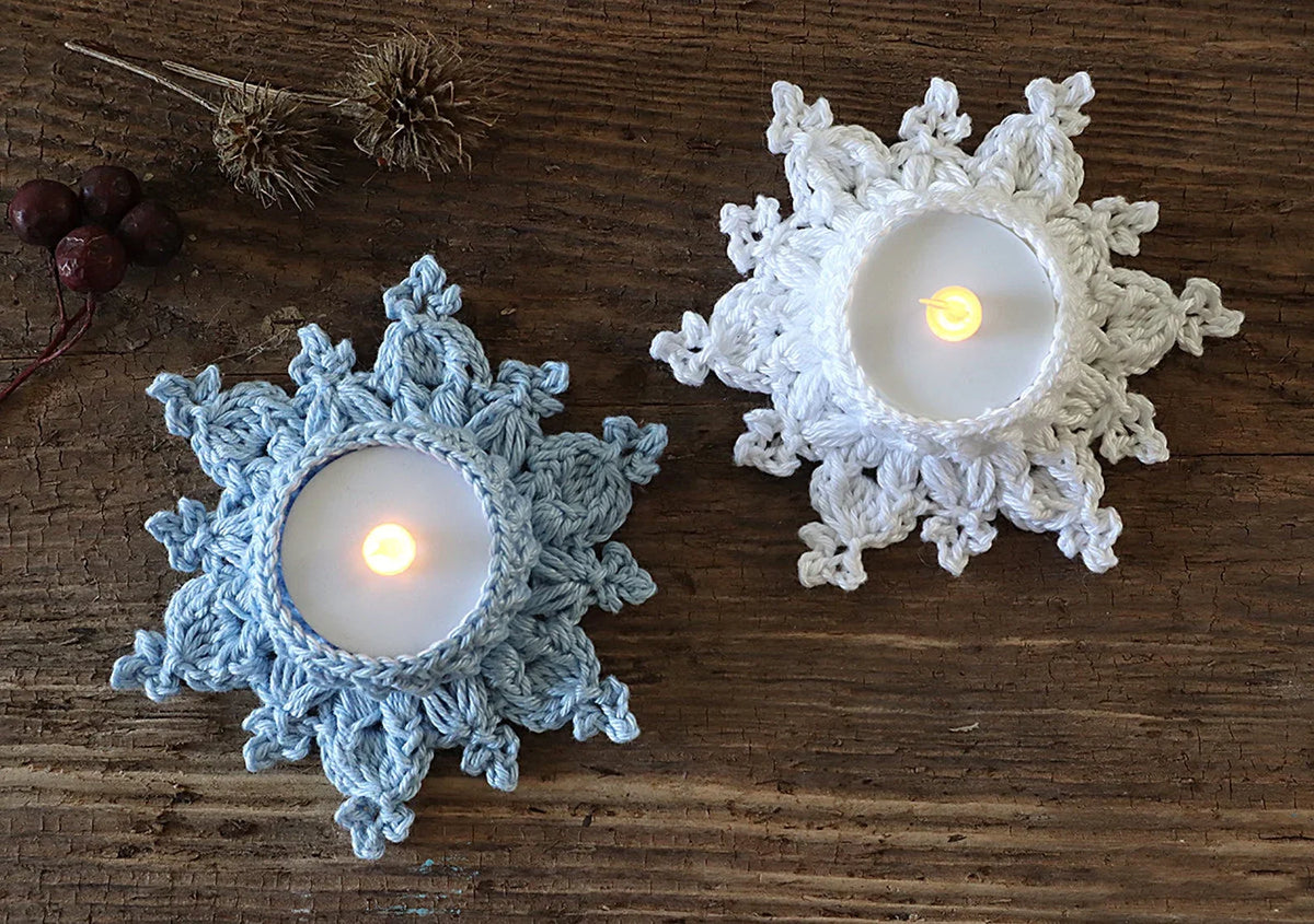 Snowflake LED Tea Light Holders Crochet Pattern - Crafts