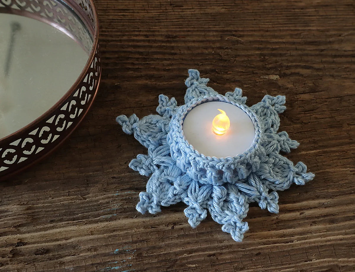 Snowflake LED Tea Light Holders Crochet Pattern - Crafts