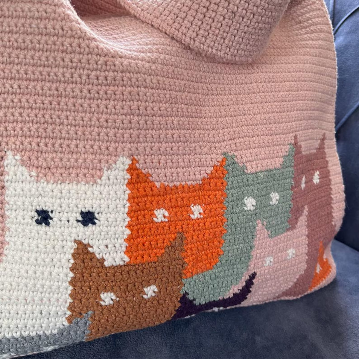 Crochet Cat Tote Bag Pattern, Colorful Animal PDF Patron Bolsa Gatos | Crafts