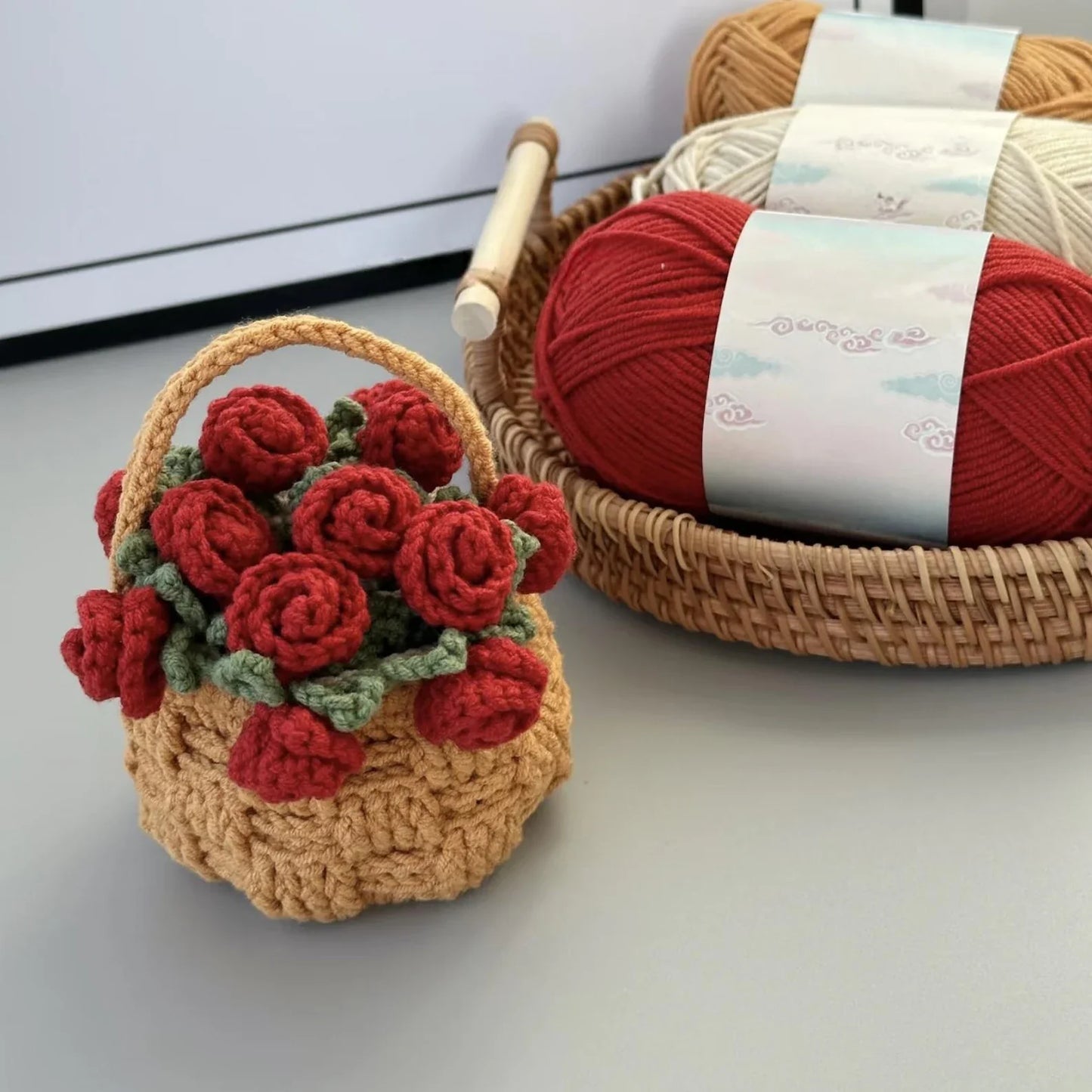 Rose Coaster & Flower Basket Crochet Pattern 5 languages - Crafts