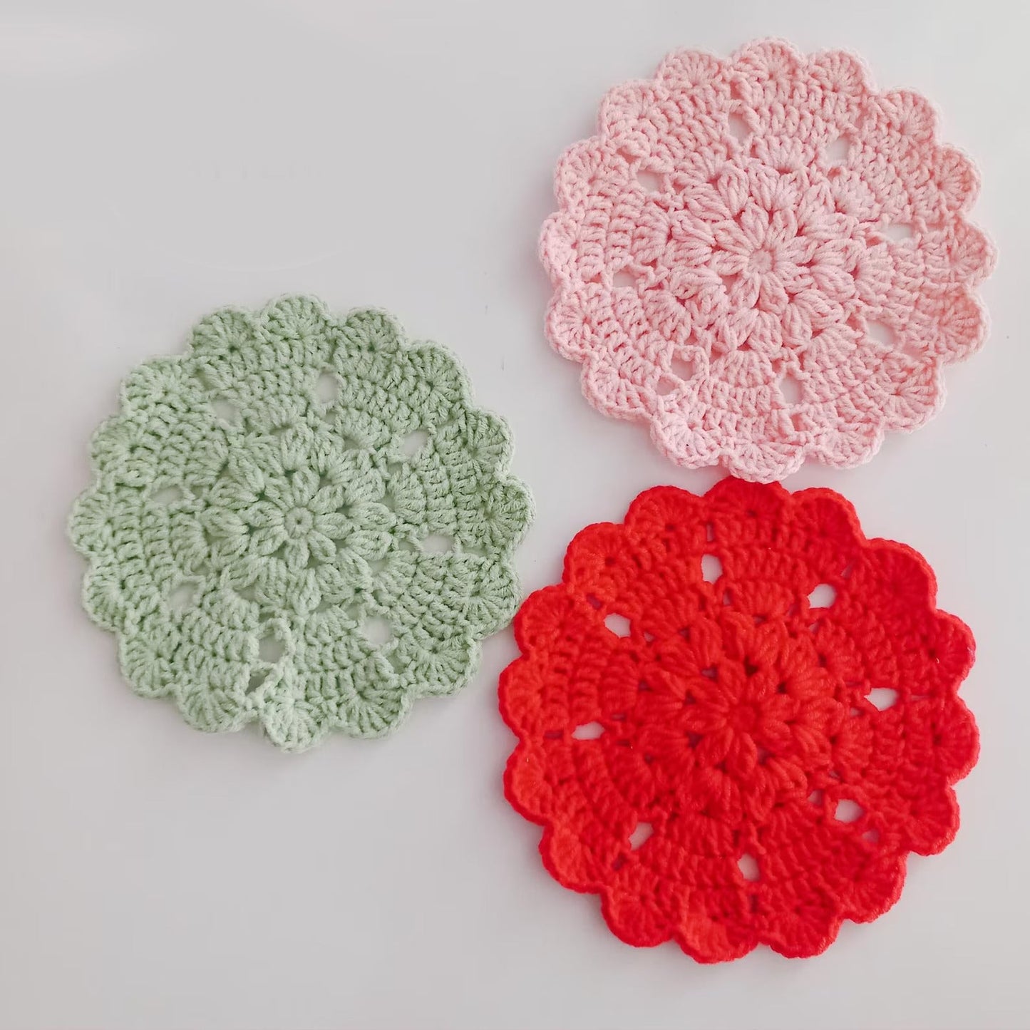 Crochet Heart & Flower Coaster Pattern Easy DIY House Decor - Crafts
