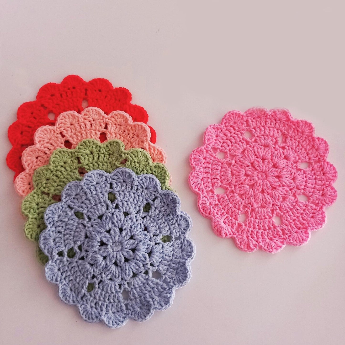 Crochet Heart & Flower Coaster Pattern Easy DIY House Decor - Crafts