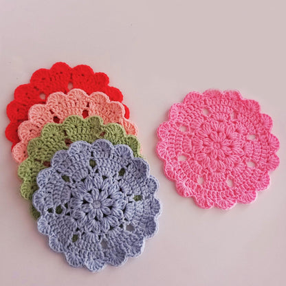 Crochet Heart & Flower Coaster Pattern Easy DIY House Decor - Crafts