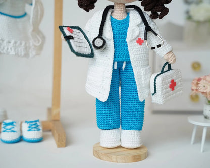 Doctor & Nurse Amigurumi Crochet Pattern - 2-in-1 Medical Doll with Removable Outfit | Crafts