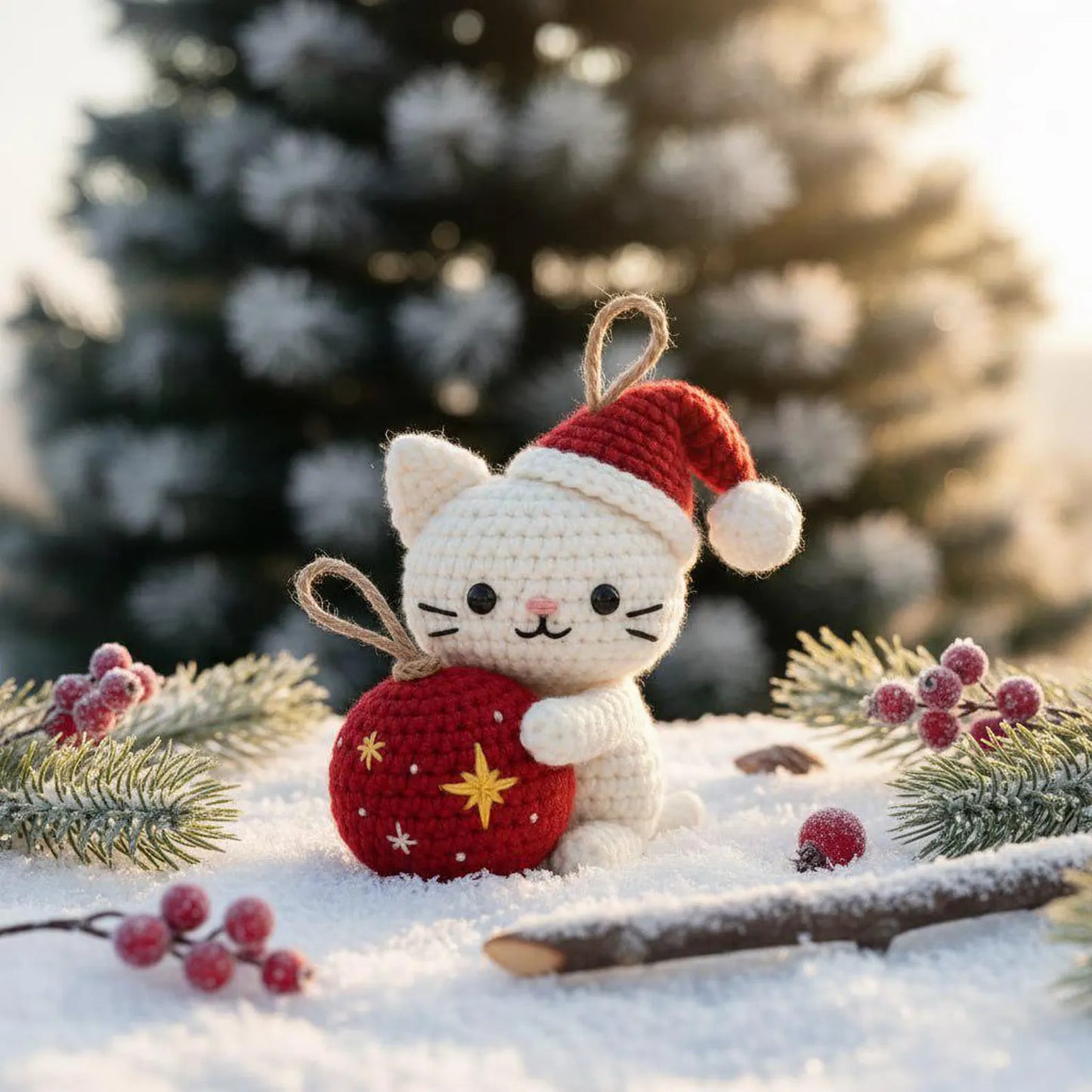 Christmas Cat and Ball Crochet PDF Pattern - Crafts