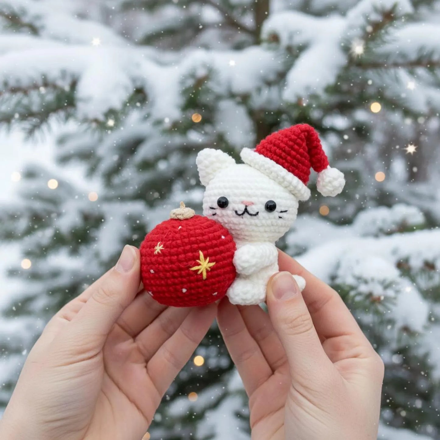 Christmas Cat and Ball Crochet PDF Pattern - Crafts