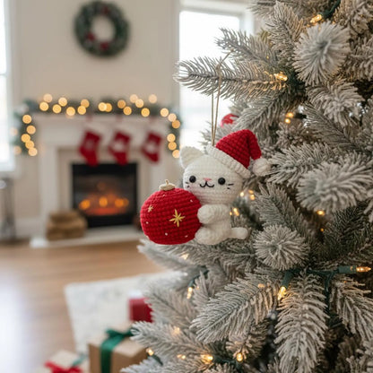 Christmas Cat and Ball Crochet PDF Pattern - Crafts
