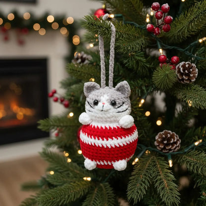 Amigurumi Christmas Cat Ball Pattern Cute Cat Crochet PDF - Crafts