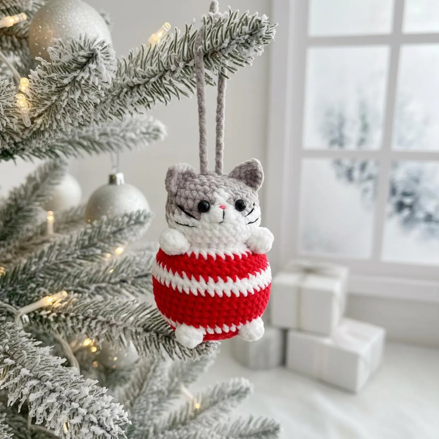 Amigurumi Christmas Cat Ball Pattern Cute Cat Crochet PDF - Crafts
