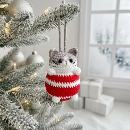 Amigurumi Christmas Cat Ball Pattern Cute Cat Crochet PDF - Crafts