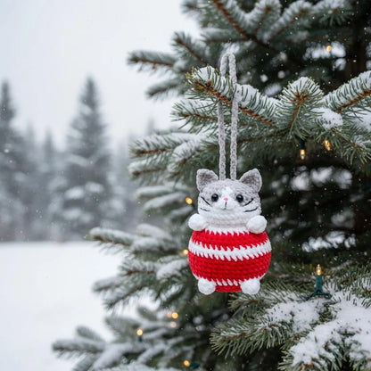 Amigurumi Christmas Cat Ball Pattern Cute Cat Crochet PDF - Crafts