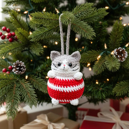 Amigurumi Christmas Cat Ball Pattern Cute Cat Crochet PDF - Crafts