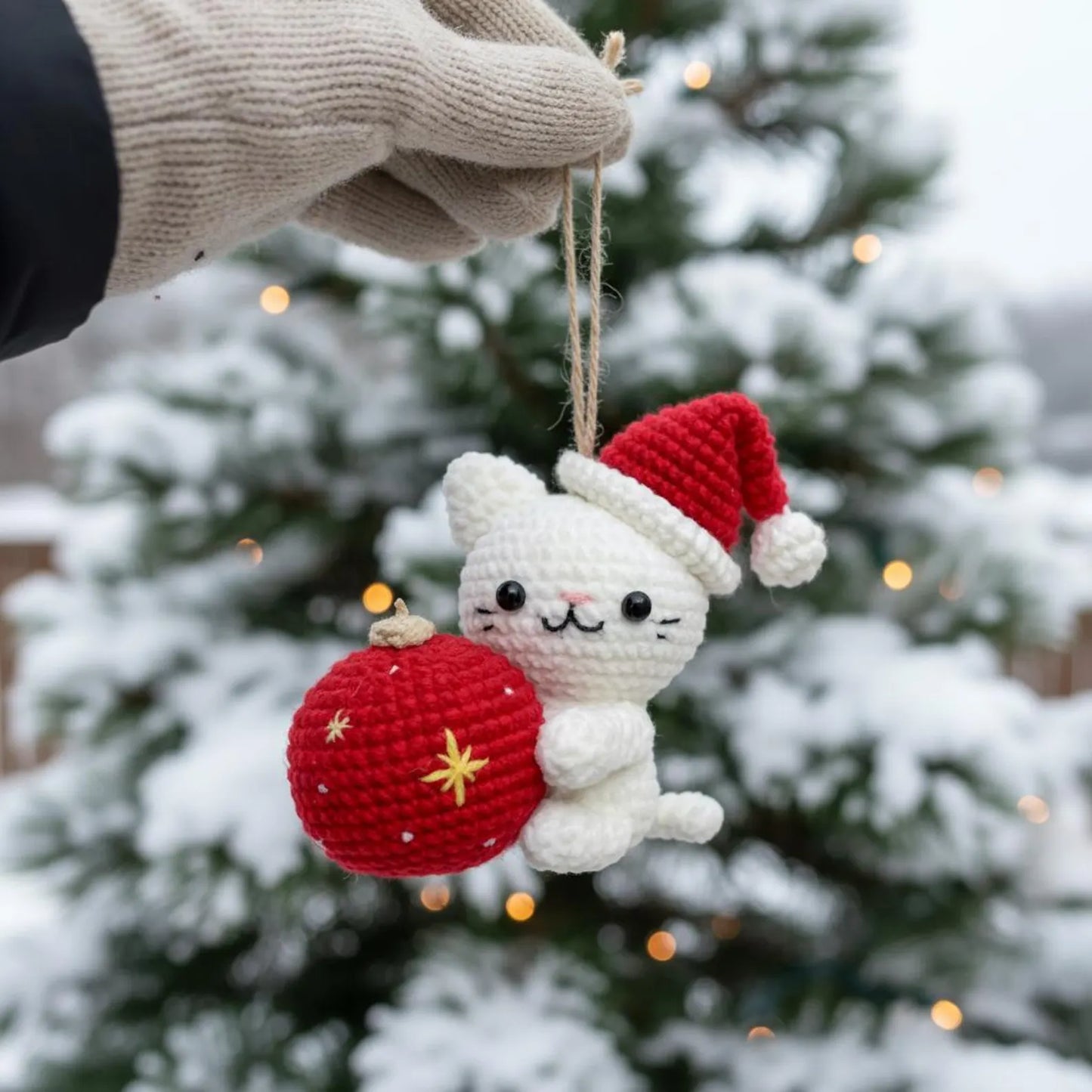 Christmas Cat and Ball Crochet PDF Pattern - Crafts