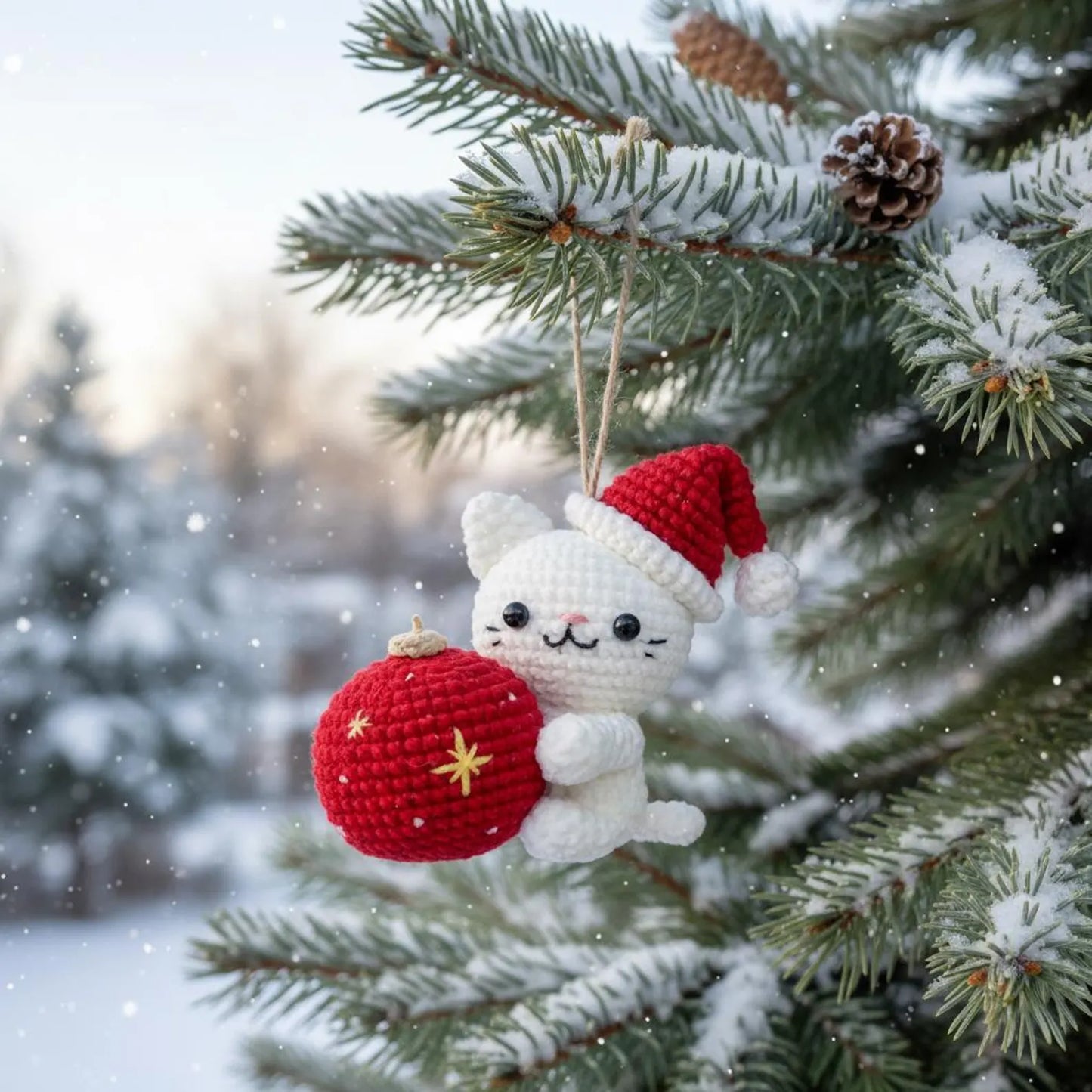 Christmas Cat and Ball Crochet PDF Pattern - Crafts