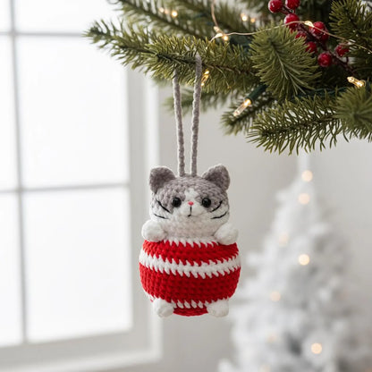 Amigurumi Christmas Cat Ball Pattern Cute Cat Crochet PDF - Crafts