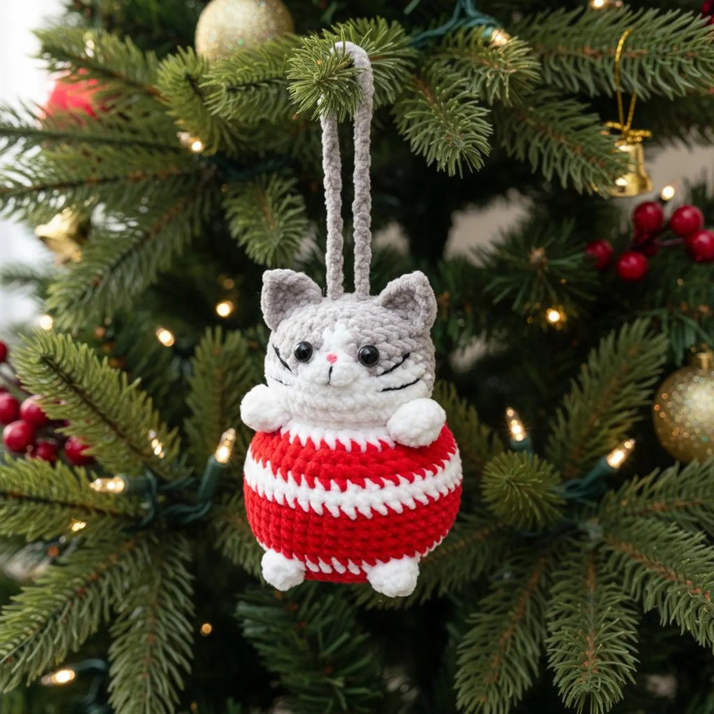 Amigurumi Christmas Cat Ball Pattern Cute Cat Crochet PDF - Crafts