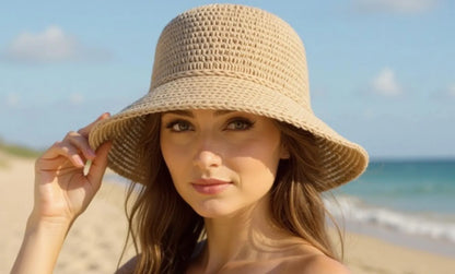 Bucket Hat Crochet Pattern Handmade Straw Hat for Beginners Summer Sun Hat Beach