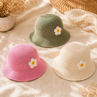Baby Sun Bucket Hat Crochet Pattern with Flower - Crafts