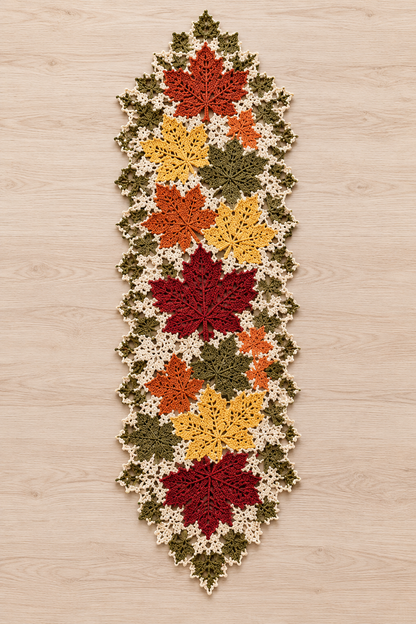 Maple Leaf Table Runner Crochet Pattern – Autumn Table Decor | Crafts