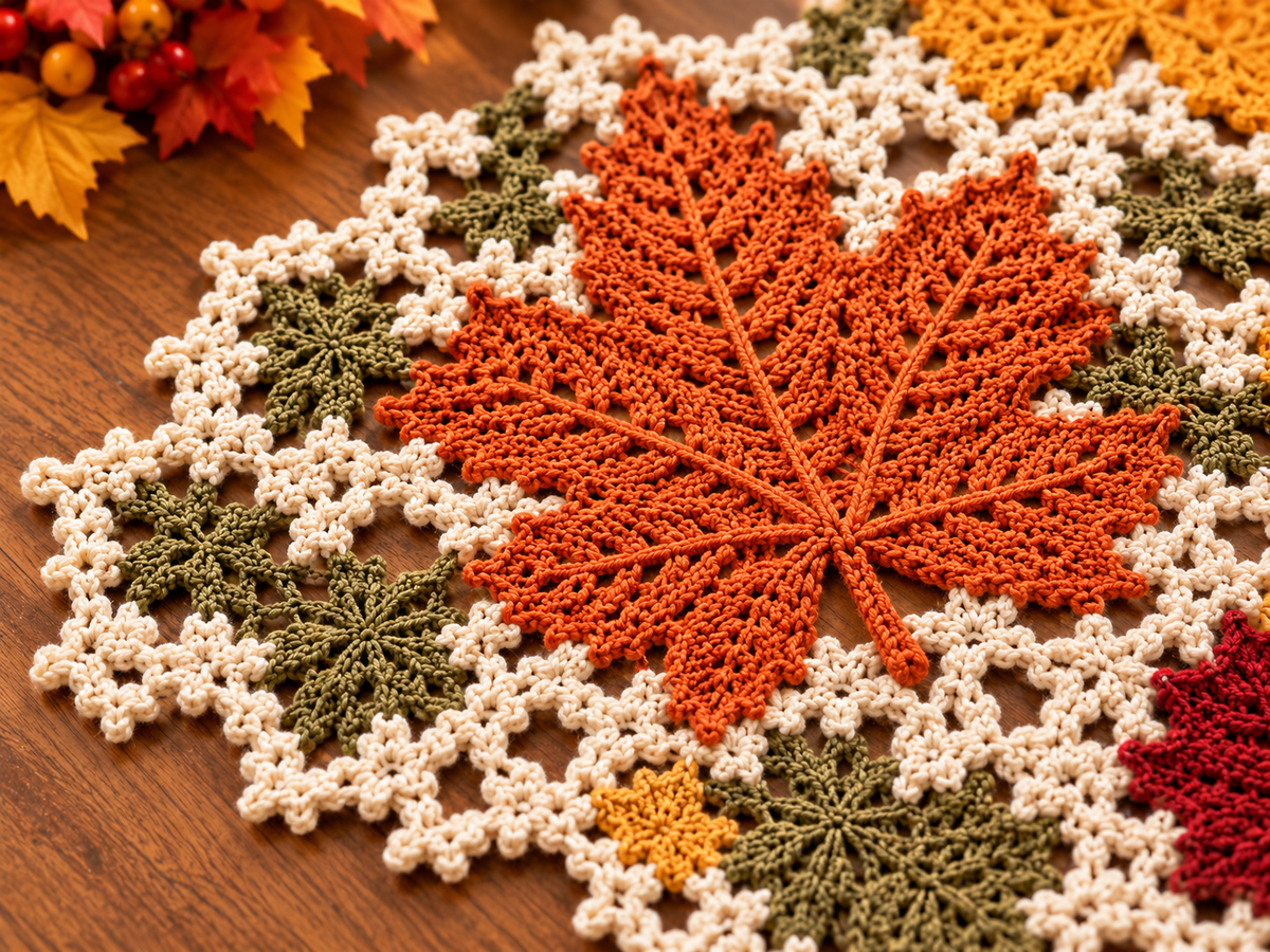 Maple Leaf Table Runner Crochet Pattern – Autumn Table Decor | Crafts