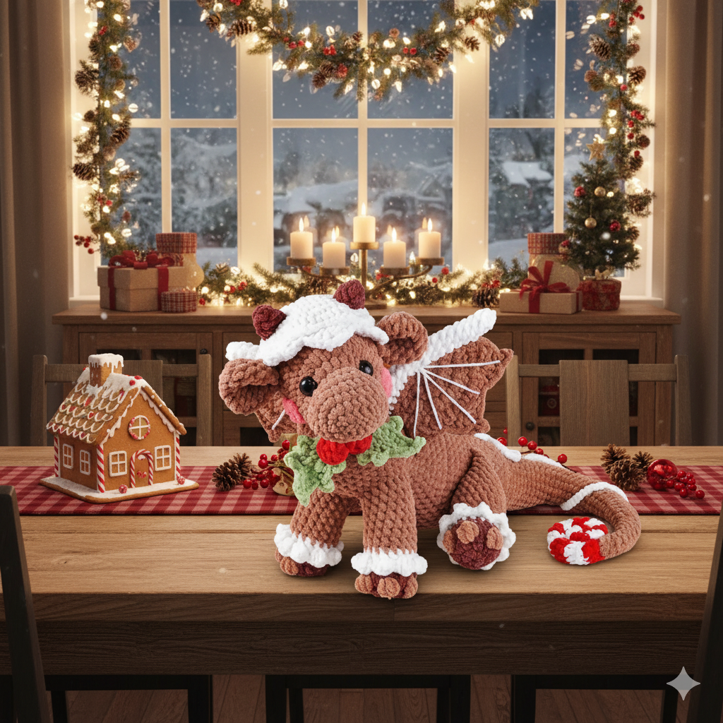Christmas Amigurumi Gingerbread Dragon Crochet Pattern - Crafts