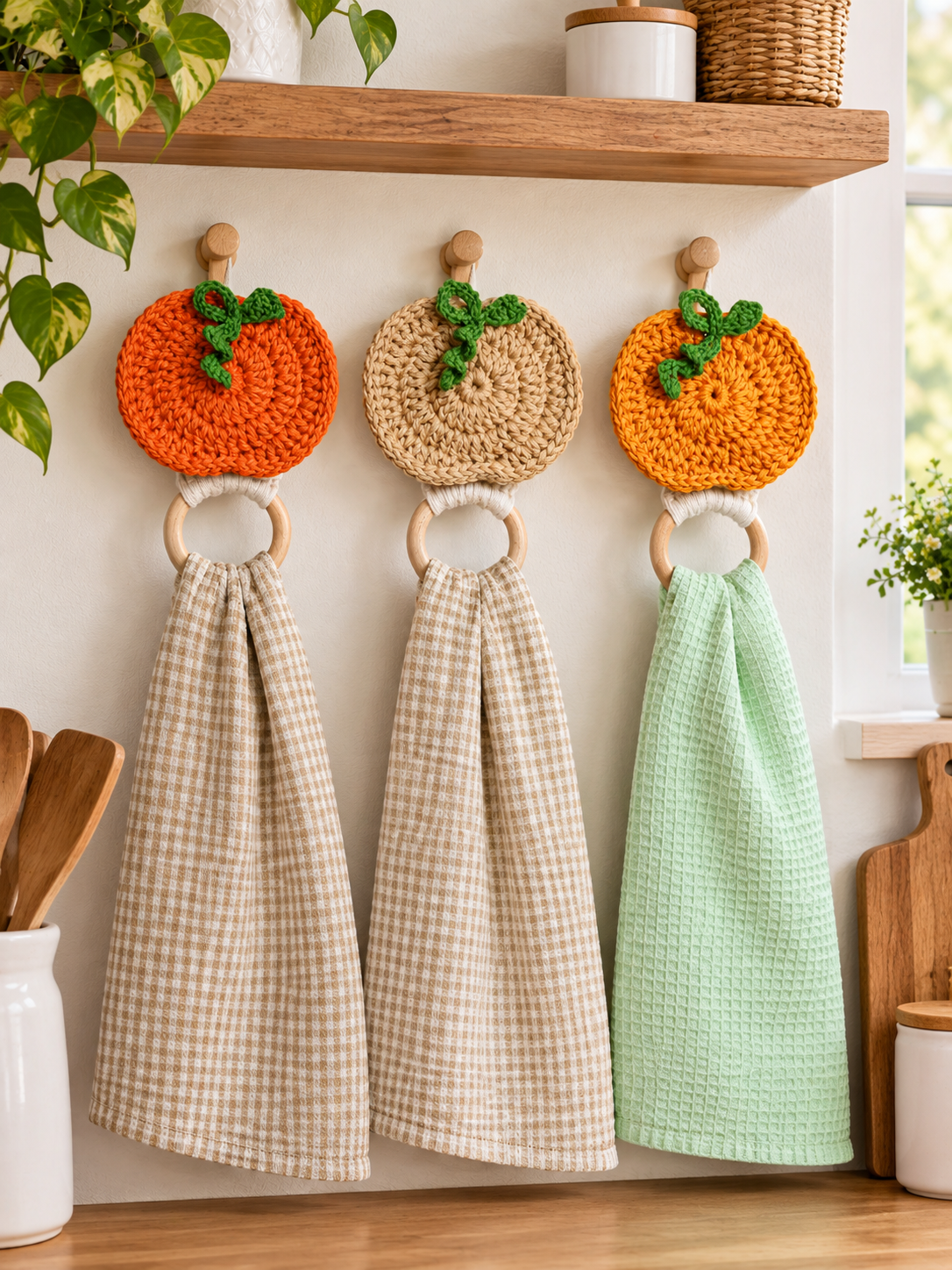 Pumpkin Towel Holder Crochet Pattern PDF | Autumn Kitchen Decor - Crafts