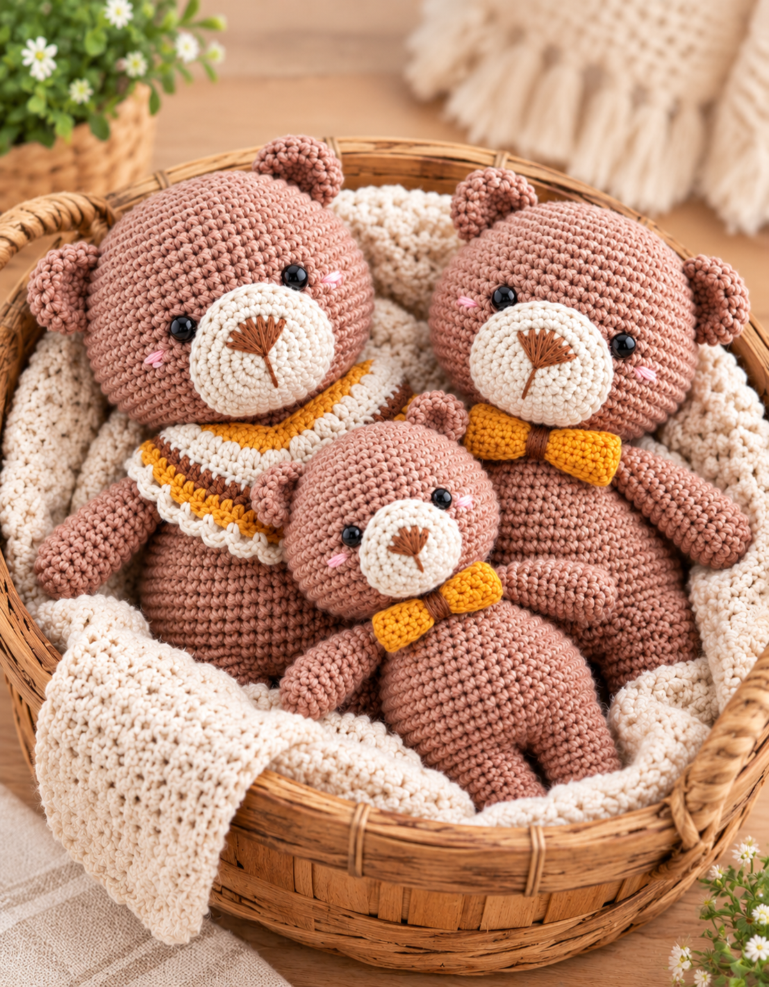 Häkelanleitung Amigurumi Drei Bären in Englisch PDF | Basteln