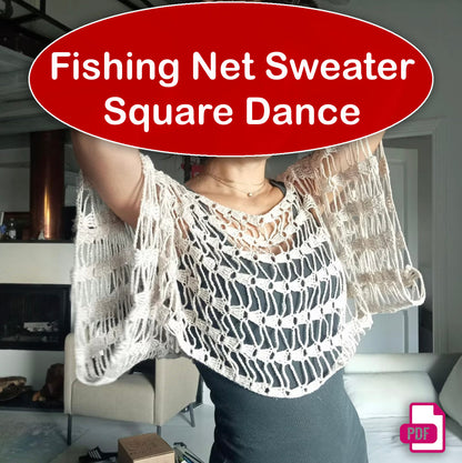 Fishing Net Sweater Square Dance Crochet Pattern PDF - Crafts