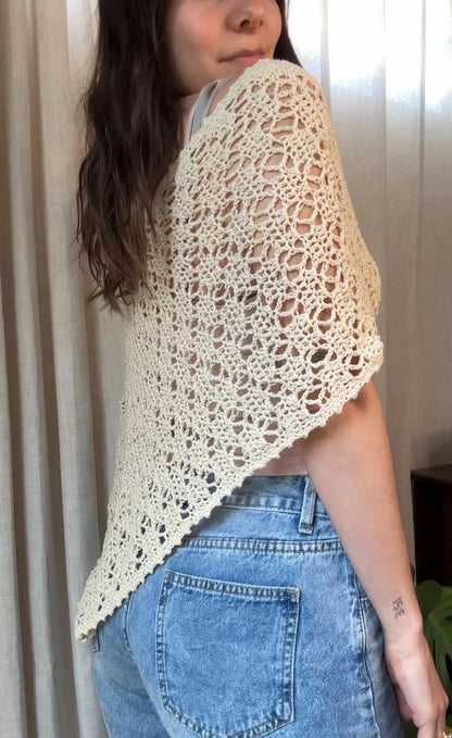 Lizzie Poncho Crochet Pattern Top Summer For Beginner PDF XS–5XL