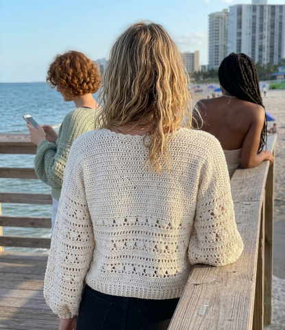 White Lace Sweater Crochet Pattern (instant download) Women Pullover - Crafts