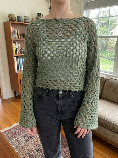 Retro Sweater Summer Crochet Pattern Classic Mesh Beginner Beachy Shirt PDF XS–5XL