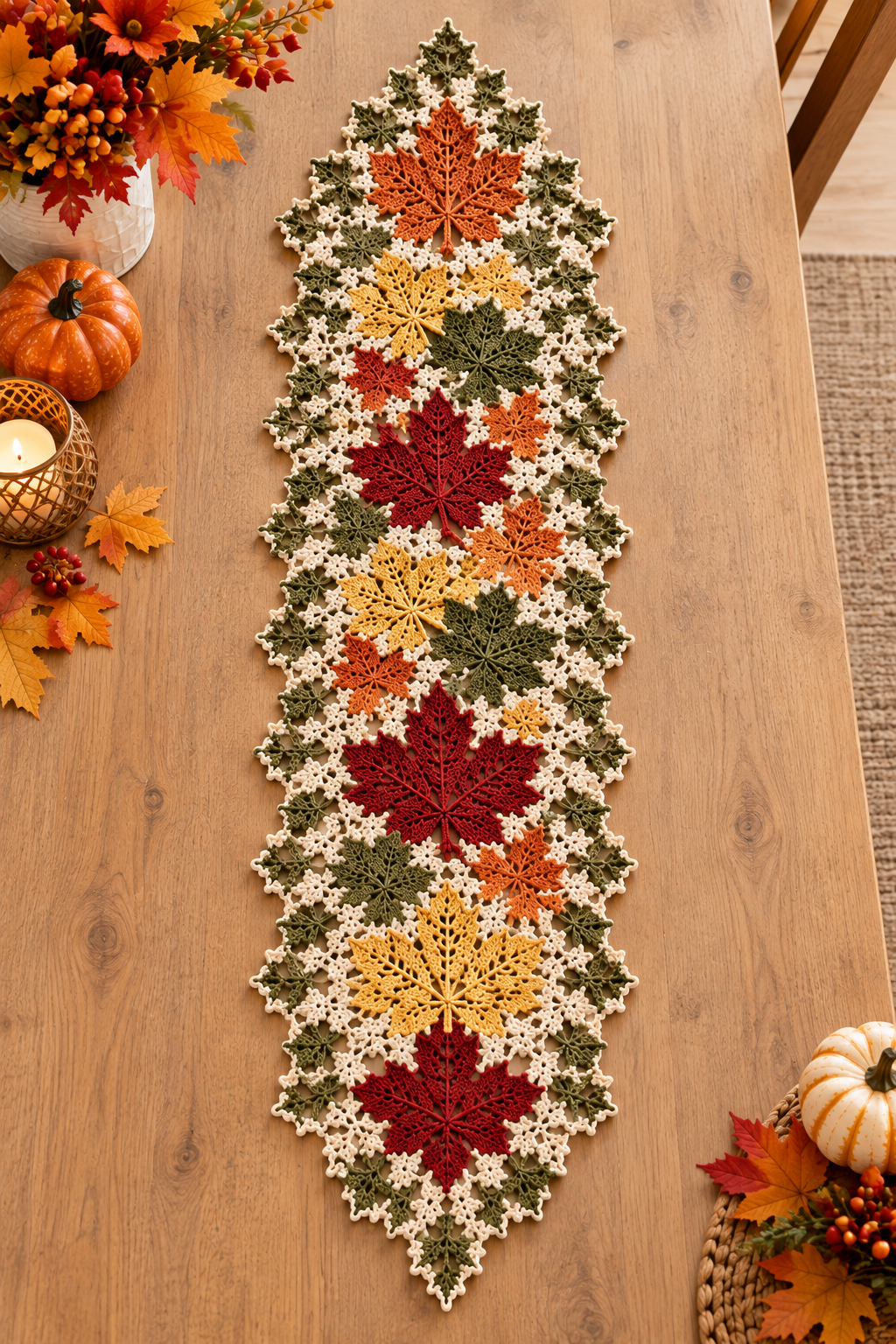 Maple Leaf Table Runner Crochet Pattern – Autumn Table Decor | Crafts