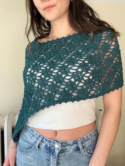 Lizzie Poncho Crochet Pattern Top Summer For Beginner PDF XS–5XL