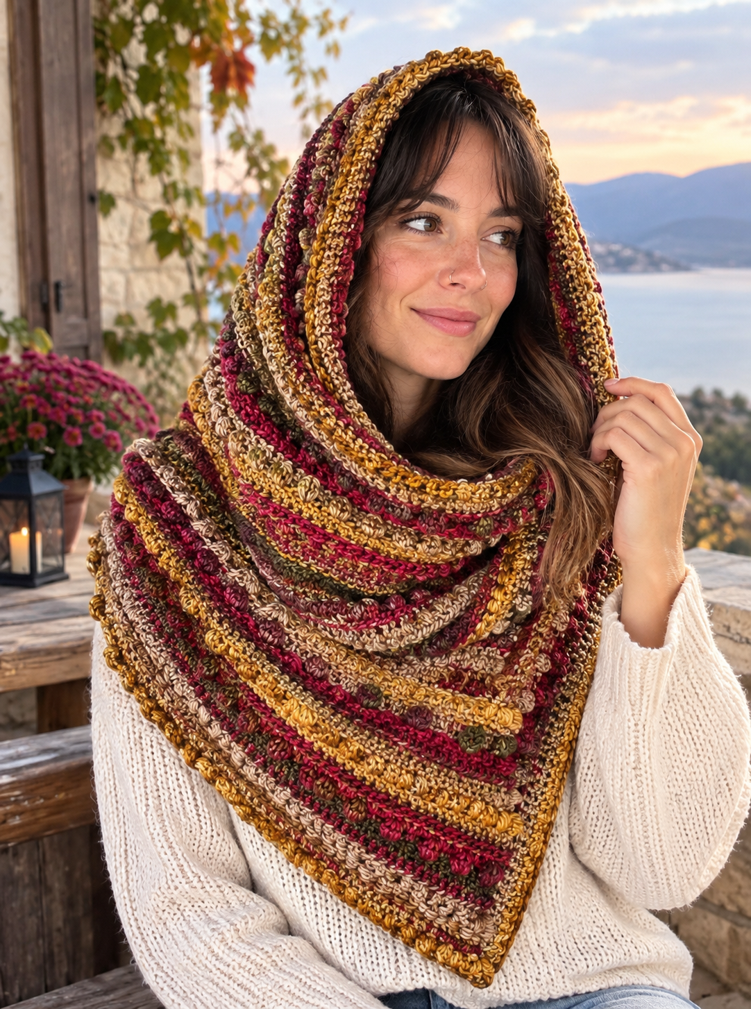Crochet Scarf Pattern Unique Textured Bandana Hooded | Crafts