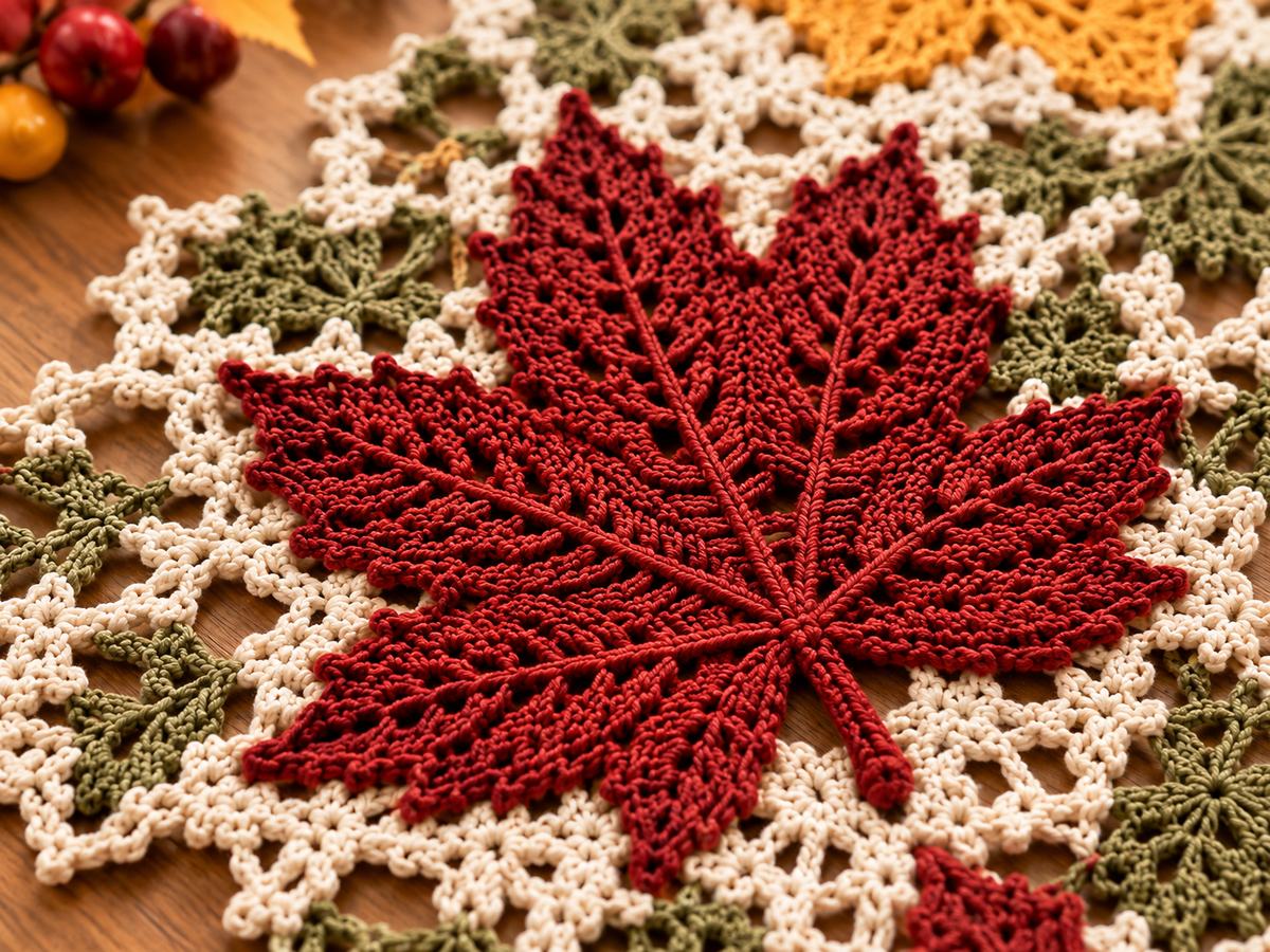 Maple Leaf Table Runner Crochet Pattern – Autumn Table Decor | Crafts