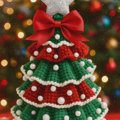 Christmas Holiday Tree Ruffled Amigurumi Crochet Pattern PDF - Crafts