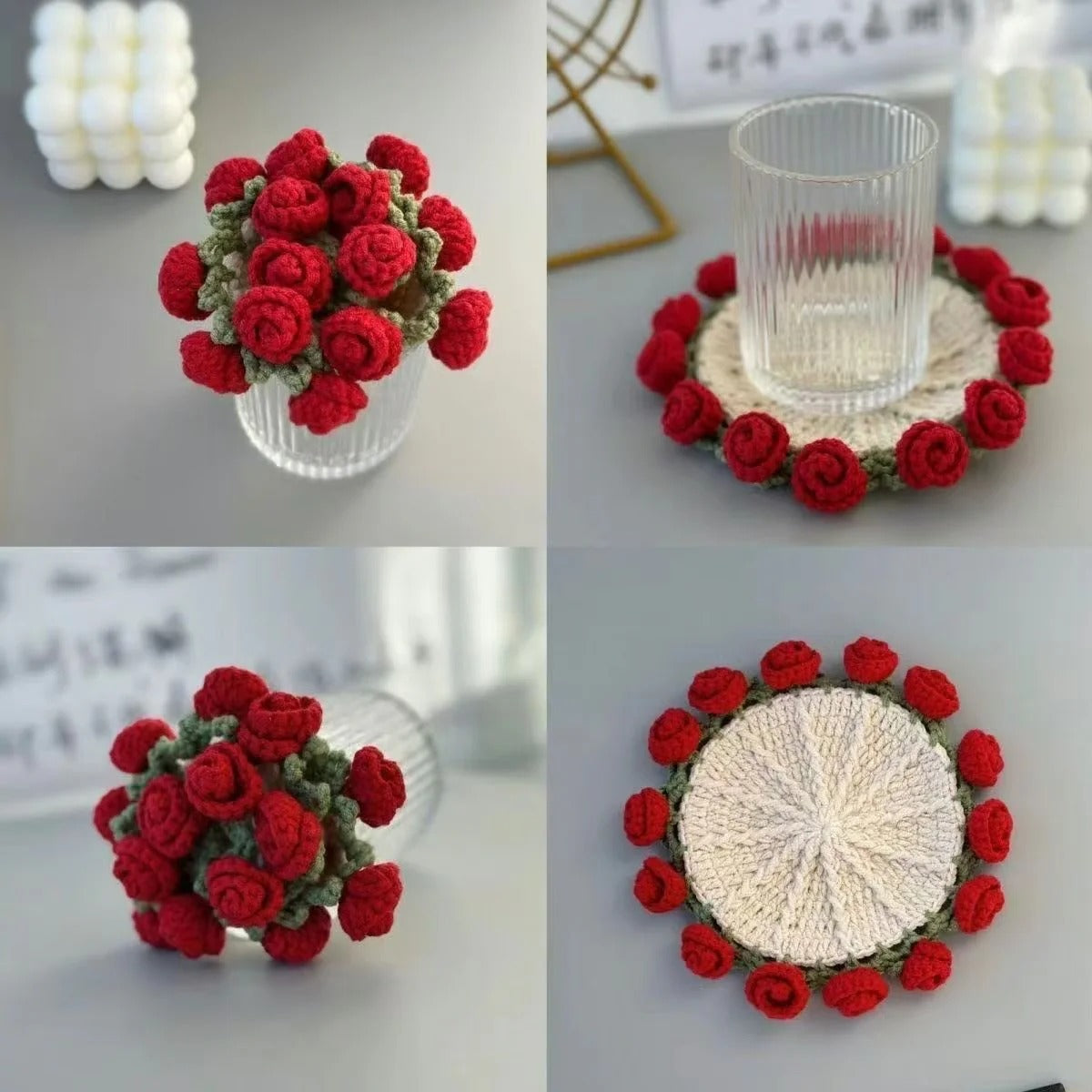 Rose Coaster & Flower Basket Crochet Pattern 5 languages - Crafts