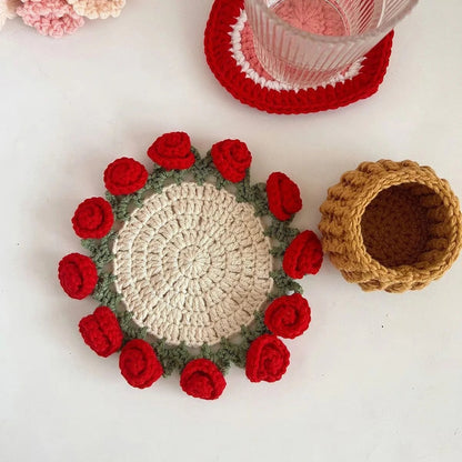 Rose Coaster & Flower Basket Crochet Pattern 5 languages - Crafts