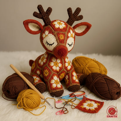 Reindeer African Flower Christmas Amigurumi Crochet Pattern - Crafts