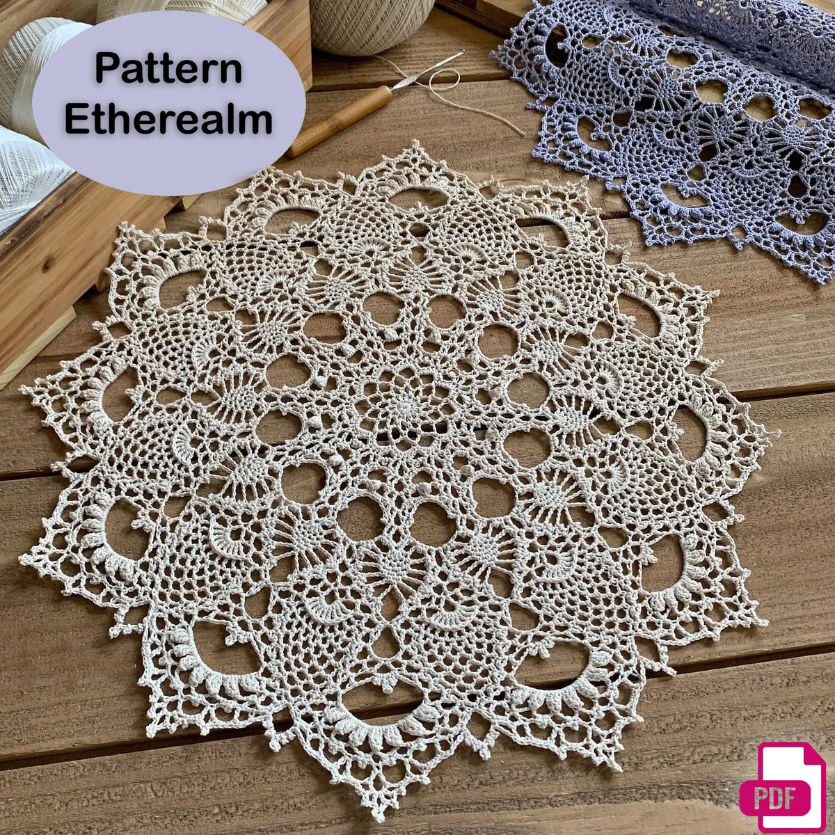 Etherealm Crochet Doily Pattern Elegant Lace Design - Crafts