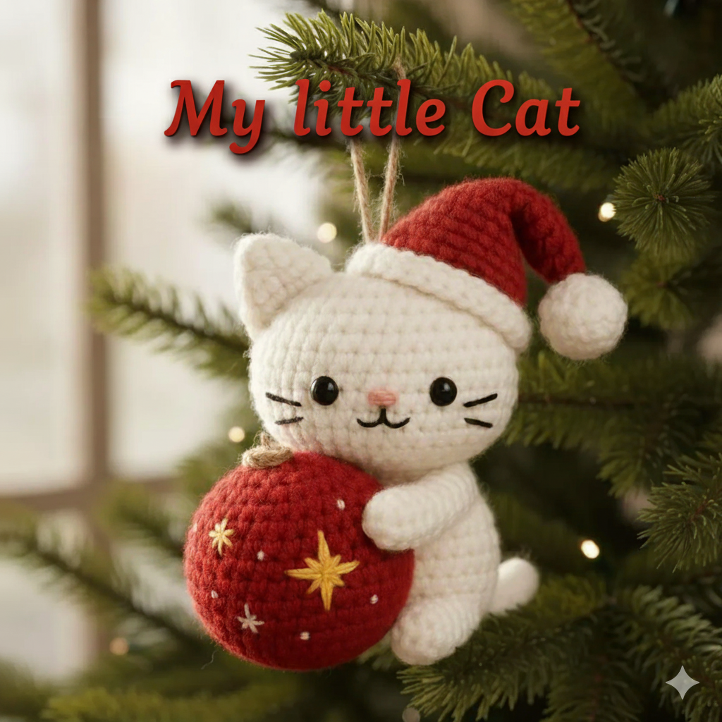 Christmas Cat and Ball Crochet PDF Pattern - Crafts