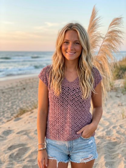 Crochet Pattern Cute Lace Beachy Shirt Top Pattern Summer Beginner XS-5XL