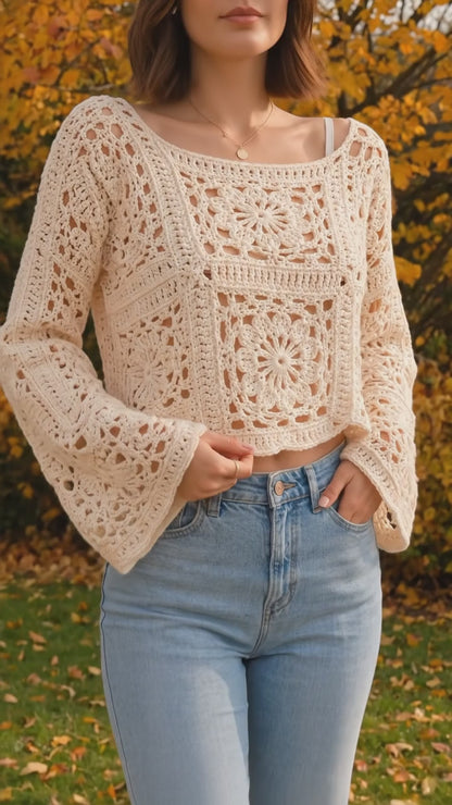 Cornflower Sweater Boho Crochet Pattern PDF Lace Sweater | Crafts